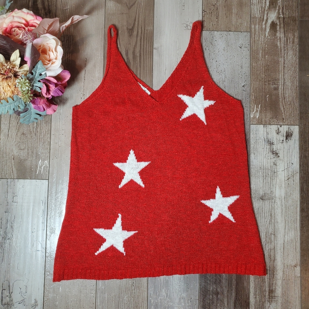 Maurices Red & White Star Sweater Tank Top Size Medium NWOT - Picture 2 of 16